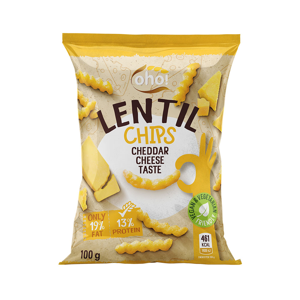 OHO Chipsy Soczewica Cheddar 100g