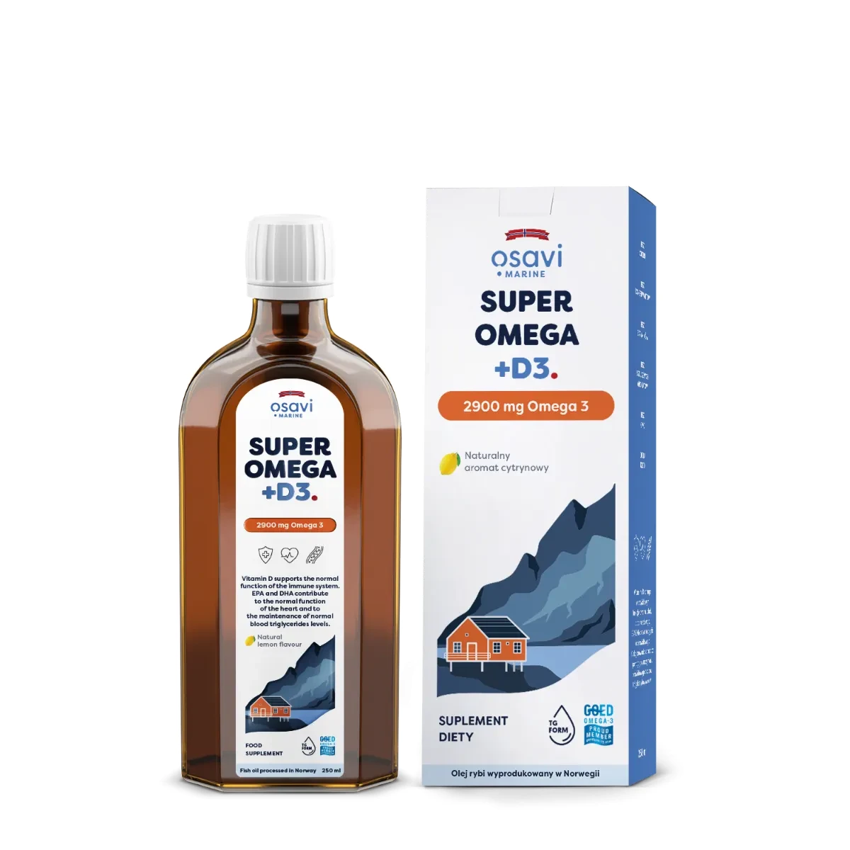 OSAVI Super Omega 3+D3 2900mg Omega (smak cytrynowy) 3 250g