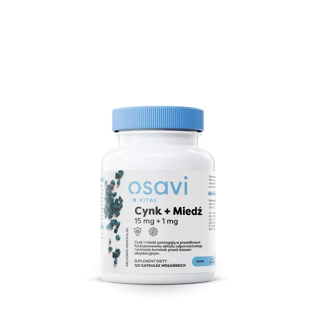 Osavi Cynk + Miedź 15 mg + 1 mg 120kaps