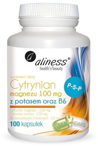 ALINESS Cytrynian magnezu z potasem i witaminą B6 100 kapsułek