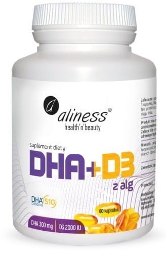 ALINESS Omega DHA 300 mg z alg + D3 2000IU 60 kapsułek