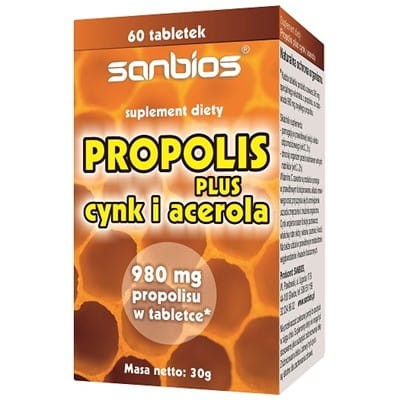 SANBIOS Propolis Plus Cynk i Acerola 60 tabletek