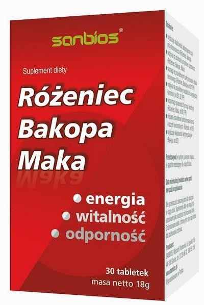 SANBIOS Różeniec Bakopa Maca 30 tabletek