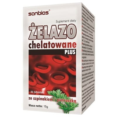 SANBIOS Żelazo Chelatowane Plus 30 tabletek