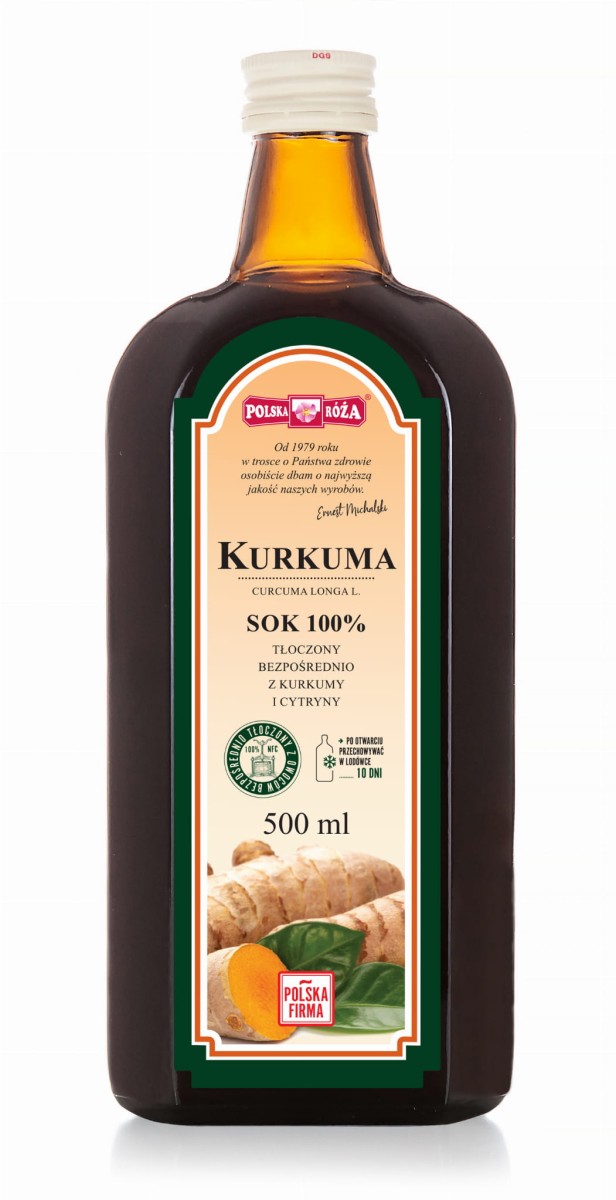 Polska Róża Kurkuma 100% sok z cytryną 500ml