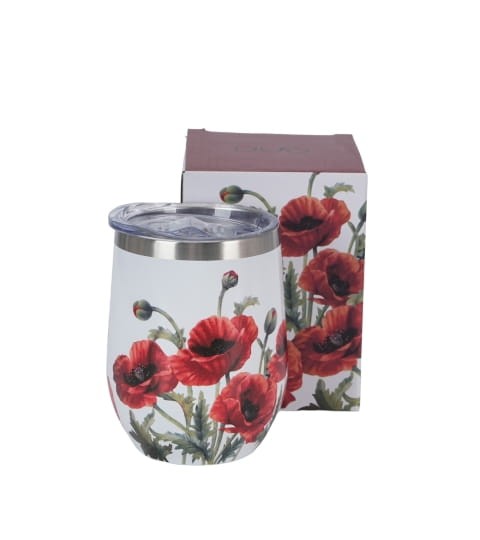 Kubek termiczny CLASSIC POPPIES 330ml Biały - Zdjęcie 2