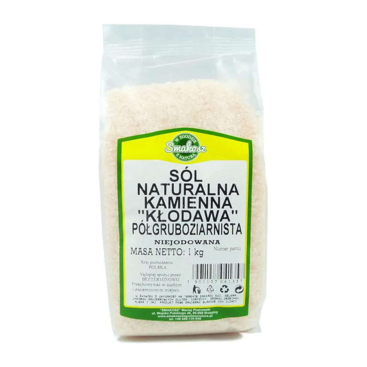 Sól Kamiena Kłodawa Półgruboziarnista Niejodowana 1kg Smakosz
