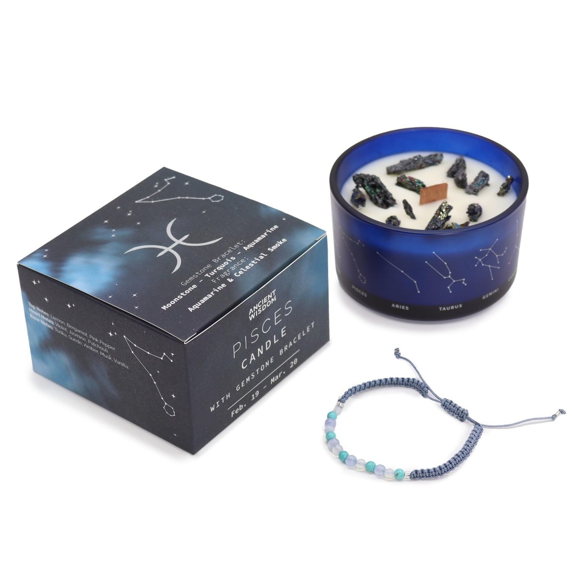 Świeca zodiak z bransoletką RYBY