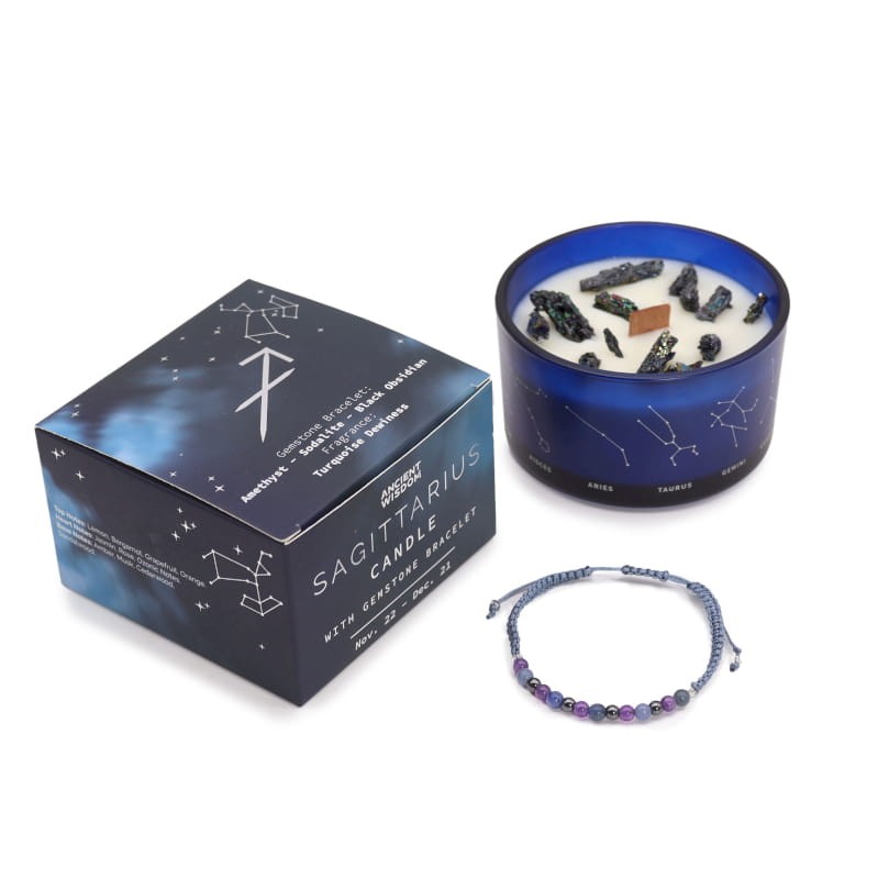 Świeca zodiak z bransoletką STRZELEC
