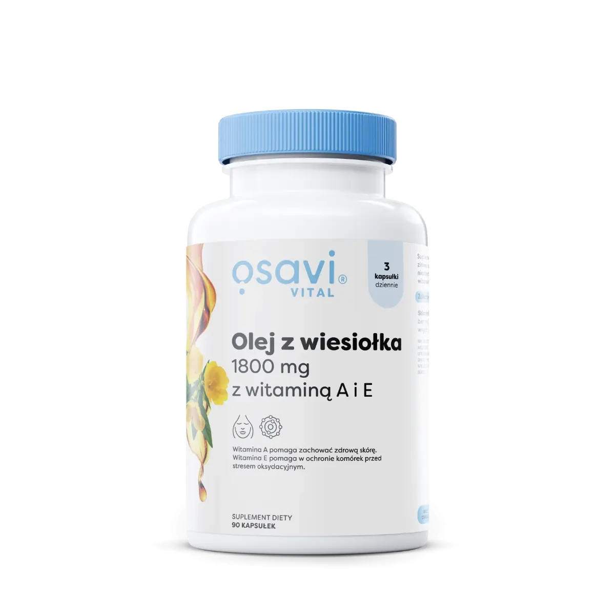 OSAVI Olej z wiesiołka 1800 mg z witaminą A+E 180 kapsułek