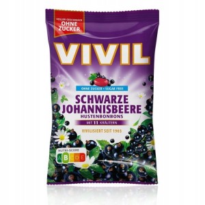 VIVILE Cukierki czarna porzeczka bez cukru 120 g
