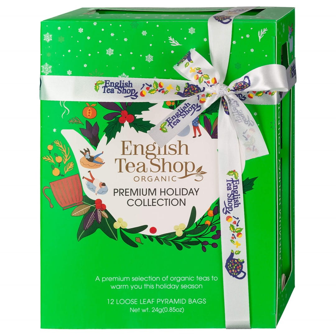 ENGLISH TEA SHOP Zestaw herbat świątecznych zielone BIO 12 piramidek