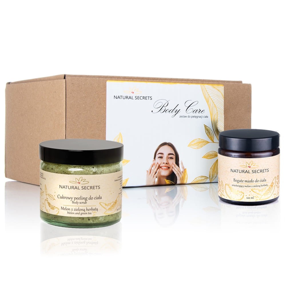 NATURAL SECRETS Zestaw Body Care Melon z zieloną herbatą Peeling+masło