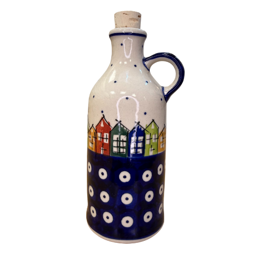 Butelka na oliwe domki Ceramika Bolesławiec 300 ml