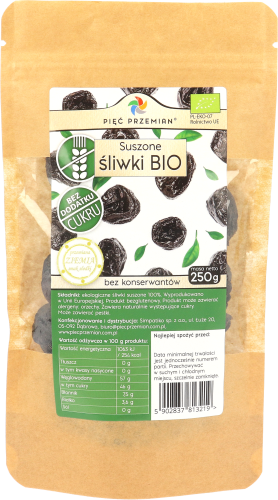 5 PRZEMIAN Śliwki suszone bezglutenowe BIO 250g