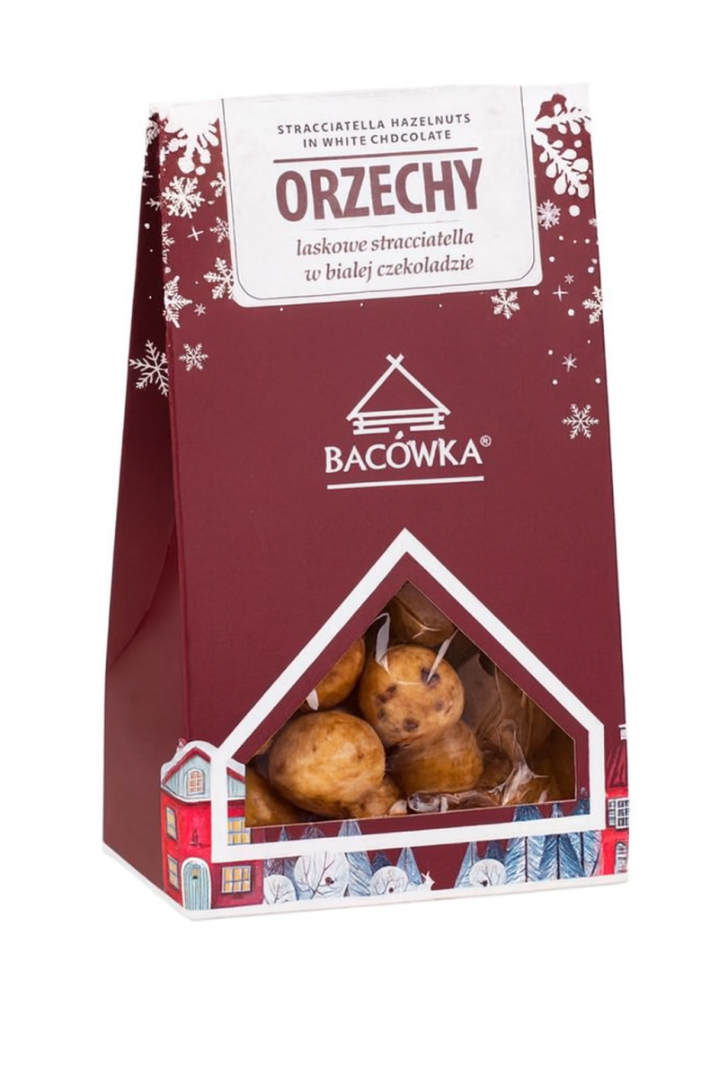 BACÓWKA Orzechy laskowe stracciatella w białej czekoladzie 100g