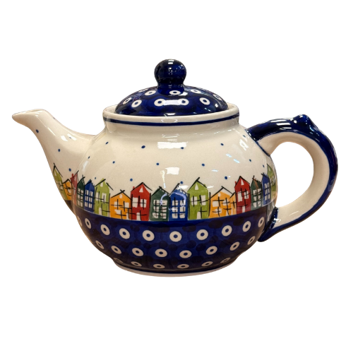 Czajnik duży 1250 ml domki Ceramika Bolesławiec