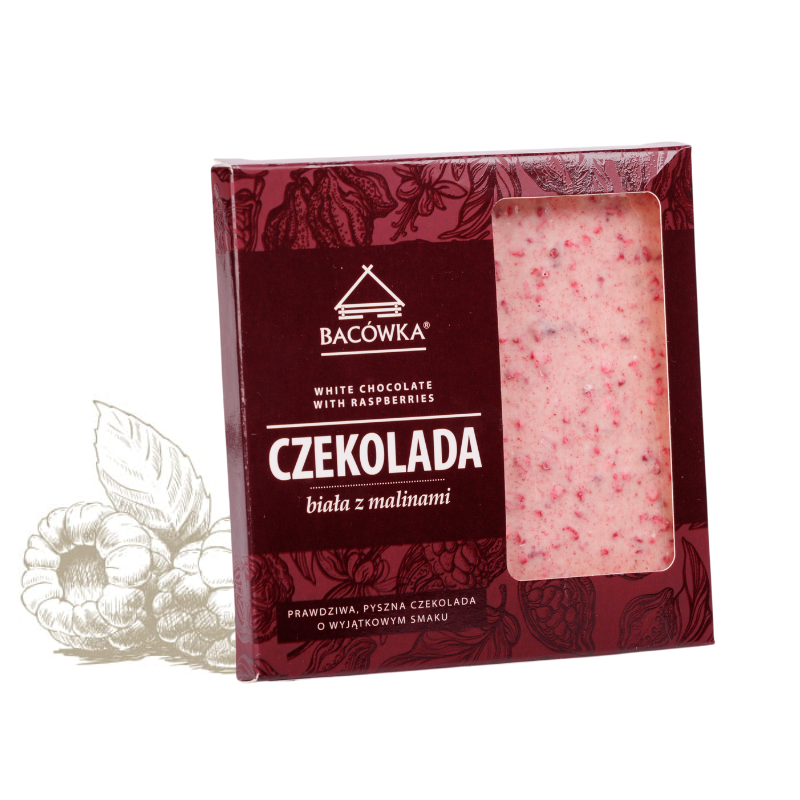 BACÓWKA Czekolada biała z malinami 85g