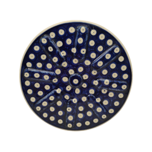 Spodek pod garnek niebieskie kropki Bolesławiec
