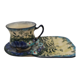 Filiżanka z tacką chabry Bolesławiec