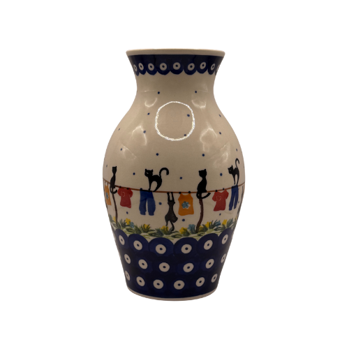 Wazon smukły 17 cm kotki Bolesławiec