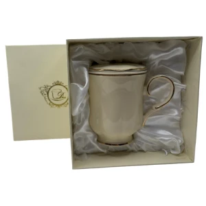 Ecru Kubek z zaparzaczem Clark Porcelana DUO