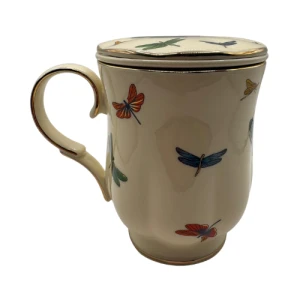 Ecru Kubek z zaparzaczem Ważki Porcelana DUO