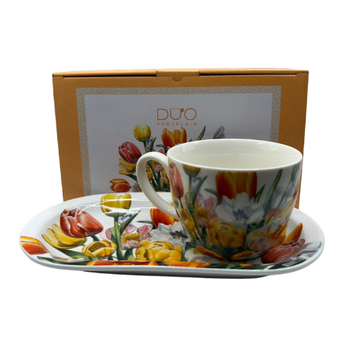 Zestaw śniadaniowy Tulipany Porcelana DUO