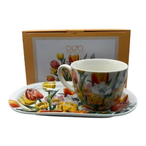Zestaw śniadaniowy Tulipany Porcelana DUO